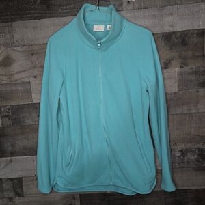 L.L.Bean Turquoise Feather Fleece Full Zip Jacket